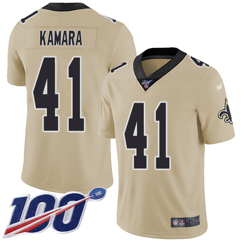 #41 Limited Alvin Kamara Gold Football Youth Jersey New Orleans Saints Inve