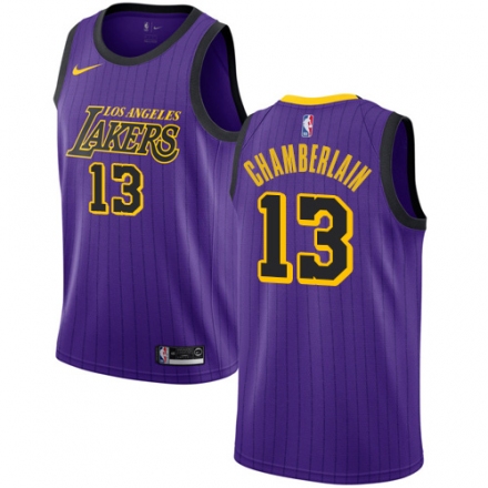 Men Nike Los Angeles Lakers #13 Wilt Chamberlain Purple NBA Jersey - City E