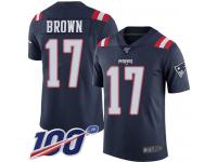 100th Season Antonio Brown Youth Limited Navy Blue Jersey Football New England Patriots Rush Vapor Untouchable #17