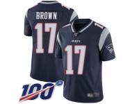 100th Season Antonio Brown Youth Limited Navy Blue Jersey Football New England Patriots Vapor Untouchable Home #17