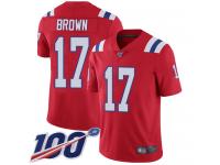 100th Season Antonio Brown Youth Limited Red Jersey Football New England Patriots Vapor Untouchable Alternate #17