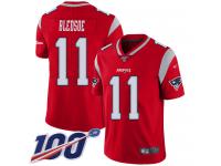 #11 Limited Drew Bledsoe Red Football Men's Jersey New England Patriots Inverted Legend 100th Season