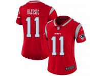 #11 Limited Drew Bledsoe Red Football Women's Jersey New England Patriots Inverted Legend