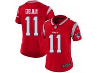 #11 Limited Julian Edelman Red Football Women's Jersey New England Patriots Inverted Legend
