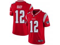 #12 Limited Tom Brady Red Football Men's Jersey New England Patriots Inverted Legend