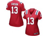 #13 Brandon Gibson New England Patriots Alternate Jersey _ Nike Women's Red NFL Game