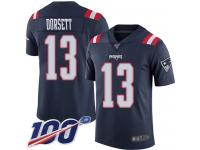 #13 Limited Phillip Dorsett Navy Blue Football Men's Jersey New England Patriots Rush Vapor Untouchable 100th Season