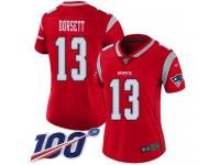 #13 Limited Phillip Dorsett Red Football Women's Jersey New England Patriots Inverted Legend 100th Season