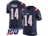 #14 Limited Steve Grogan Navy Blue Football Youth Jersey New England Patriots Rush Vapor Untouchable 100th Season