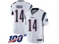 #14 Limited Steve Grogan White Football Road Youth Jersey New England Patriots Vapor Untouchable 100th Season