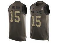 #15 J. J. Nelson Green Football Men's Jersey Oakland Raiders Salute to Service Tank Top