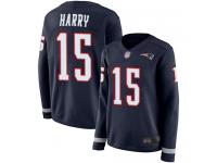 #15 Limited N'Keal Harry Navy Blue Football Women's Jersey New England Patriots Therma Long Sleeve