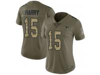 #15 Limited N'Keal Harry Olive Camo Football Women's Jersey New England Patriots 2017 Salute to Service