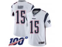 #15 Limited N'Keal Harry White Football Road Youth Jersey New England Patriots Vapor Untouchable 100th Season