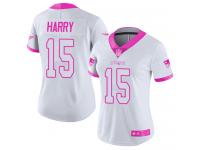 #15 Limited N'Keal Harry White Pink Football Women's Jersey New England Patriots Rush Fashion