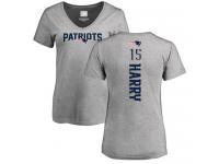 #15 N'Keal Harry Ash Football Backer V-Neck Women's New England Patriots T-Shirt