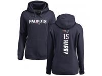 #15 N'Keal Harry Navy Blue Football Backer Women's New England Patriots Pullover Hoodie