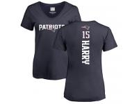 #15 N'Keal Harry Navy Blue Football Backer Women's New England Patriots T-Shirt