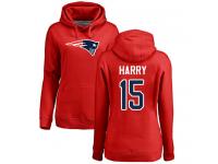 #15 N'Keal Harry Red Football Name & Number Logo Women's New England Patriots Pullover Hoodie