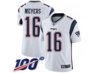 #16 Limited Jakobi Meyers White Football Road Men's Jersey New England Patriots Vapor Untouchable 100th Season