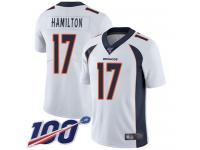 #17 Limited DaeSean Hamilton White Football Road Men's Jersey Denver Broncos Vapor Untouchable 100th Season