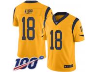 #18 Limited Cooper Kupp Gold Football Youth Jersey Los Angeles Rams Rush Vapor Untouchable 100th Season