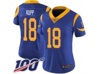 #18 Limited Cooper Kupp Royal Blue Football Alternate Women's Jersey Los Angeles Rams Vapor Untouchable 100th Season