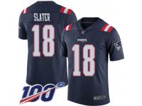 #18 Limited Matthew Slater Navy Blue Football Men's Jersey New England Patriots Rush Vapor Untouchable 100th Season