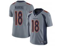 #18 Limited Peyton Manning Silver Football Men's Jersey Denver Broncos Inverted Legend