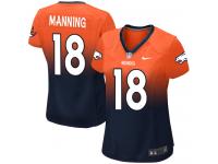 #18 Peyton Manning Denver Broncos Jersey _ Nike Women's Orange/Navy Fadeaway NFL Game