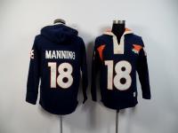 2015 NFL Nike Denver Broncos (QB) #18 Peyton Manning Men Navy Blue Pullover Hoodie