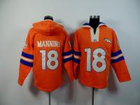 2015 NFL Nike Denver Broncos (QB) #18 Peyton Manning Men Orange Pullover Hoodie