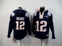 2015 NFL Nike New England Patriots (QB) #12 Tom Brady Men Navy Blue Pullover Hoodie