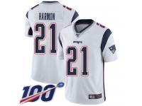 #21 Limited Duron Harmon White Football Road Men's Jersey New England Patriots Vapor Untouchable 100th Season