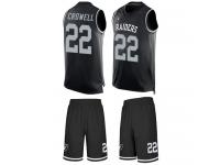 #22 Isaiah Crowell Black Football Men's Jersey Oakland Raiders Tank Top Suit