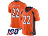 #22 Limited Kareem Jackson Orange Football Home Men's Jersey Denver Broncos Vapor Untouchable 100th Season