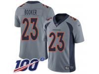 #23 Limited Devontae Booker Silver Football Men's Jersey Denver Broncos Inverted Legend 100th Season