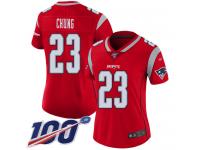 #23 Limited Patrick Chung Red Football Women's Jersey New England Patriots Inverted Legend 100th Season