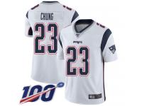 #23 Limited Patrick Chung White Football Road Men's Jersey New England Patriots Vapor Untouchable 100th Season