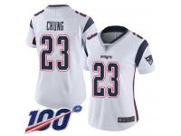 #23 Limited Patrick Chung White Football Road Women's Jersey New England Patriots Vapor Untouchable 100th Season