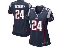 #24 Bradley Fletcher New England Patriots Home Jersey _ Nike Women's Navy Blue NFL Game