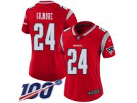 #24 Limited Stephon Gilmore Red Football Women's Jersey New England Patriots Inverted Legend 100th Season