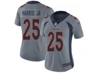 #25 Limited Chris Harris Jr Silver Football Women's Jersey Denver Broncos Inverted Legend