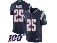 #25 Limited Terrence Brooks Navy Blue Football Home Youth Jersey New England Patriots Vapor Untouchable 100th Season