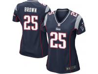 #25 Tarell Brown New England Patriots Home Jersey _ Nike Women's Navy Blue NFL Game