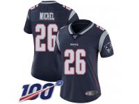 #26 Limited Sony Michel Navy Blue Football Home Women's Jersey New England Patriots Vapor Untouchable 100th Season