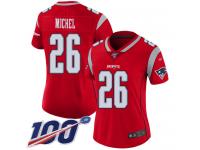 #26 Limited Sony Michel Red Football Women's Jersey New England Patriots Inverted Legend 100th Season