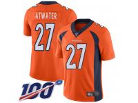 #27 Limited Steve Atwater Orange Football Home Youth Jersey Denver Broncos Vapor Untouchable 100th Season