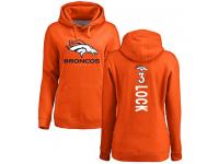 #3 Drew Lock Orange Football Backer Women's Denver Broncos Pullover Hoodie