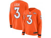 #3 Limited Drew Lock Orange Football Women's Jersey Denver Broncos Therma Long Sleeve